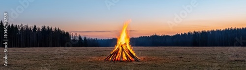 Bonfire party in a forest clearing, flames high, sparks flying, music and laughter all around bonfire party, outdoor, music photo