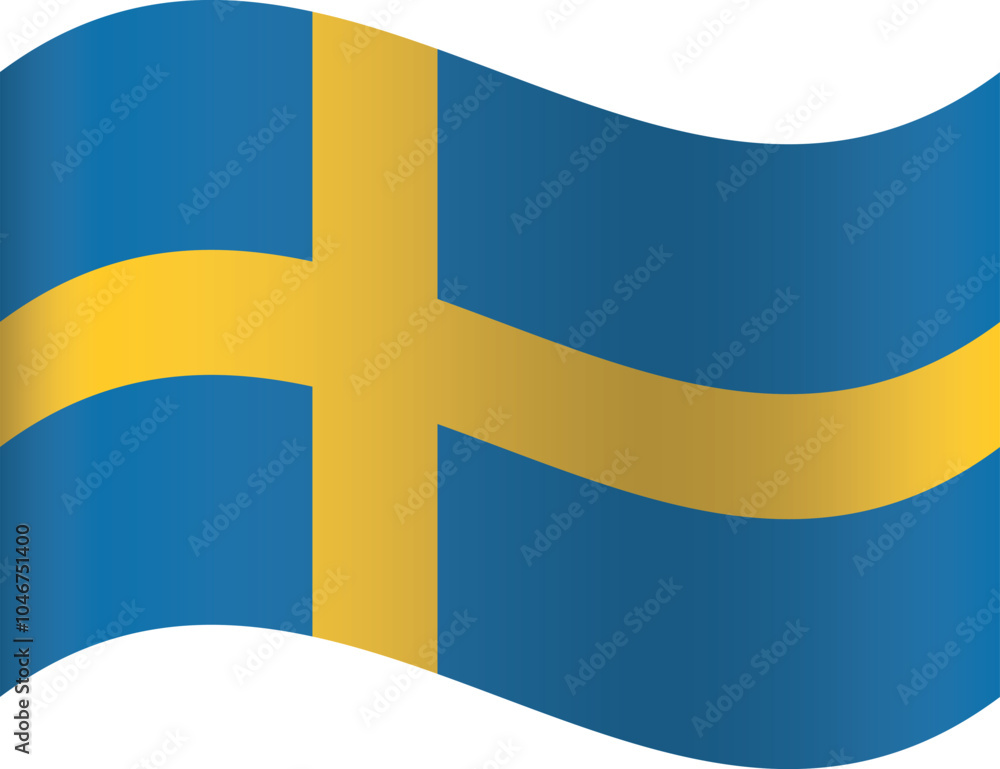 Waving shaped national flag of the European country of SWEDEN Waving shaped national flag of the European country of SWEDEN