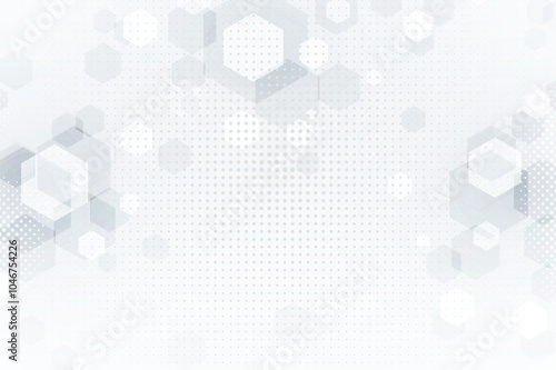 abstract white and gray background of hexagon pattern with halftone
