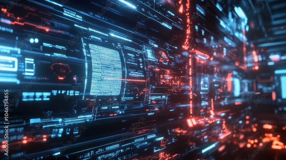 A futuristic AI-driven system defending against a cyber attack, with digital walls and shields forming in response to threats. A futuristic AI-driven system defending against a cyber attack, with digital walls and shields forming in response to threats.