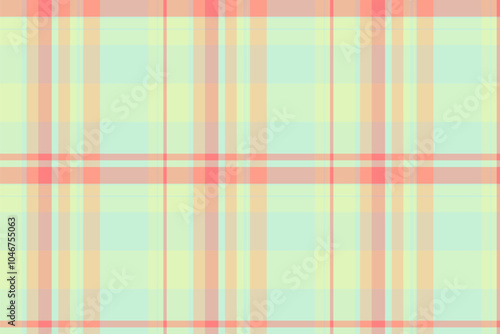 Couch check texture fabric, flannel textile pattern background. Factory tartan seamless vector plaid in light and orange colors.