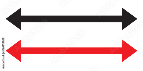 Double arrow icon set. Two side arrows icon symbol. left and right long arrows icon. Double arrows icon isolated on white background. vector illustration.