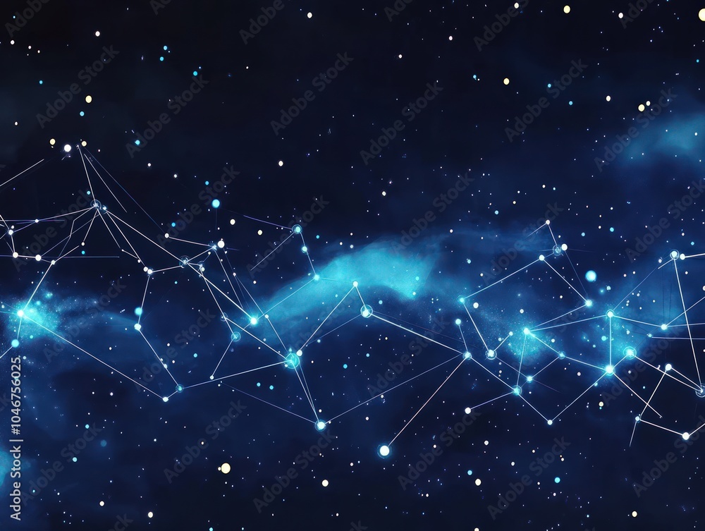 Space-inspired tech pattern with starry skies and connected digital nodes Space-inspired tech pattern with starry skies and connected digital nodes