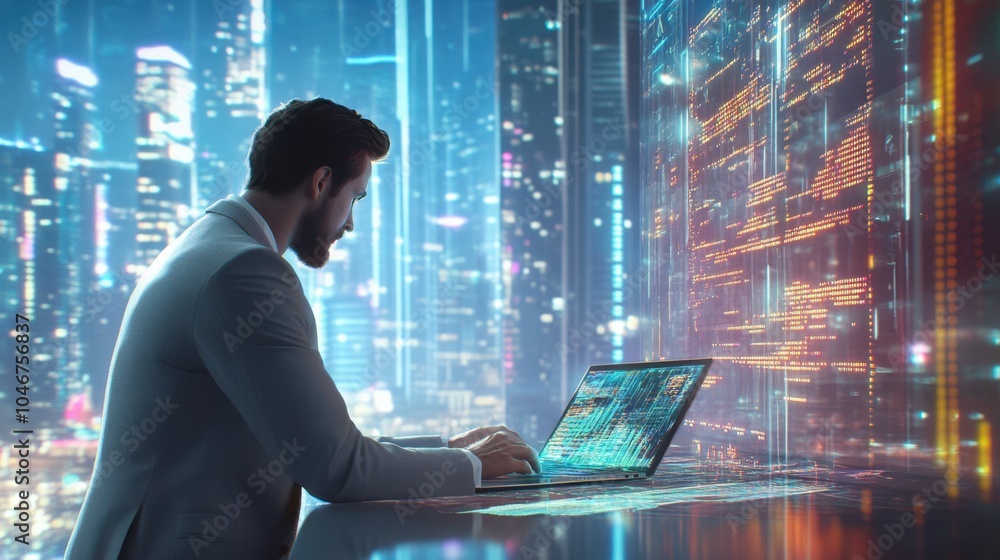 The Businessman in Futuristic Setting The Businessman in Futuristic Setting