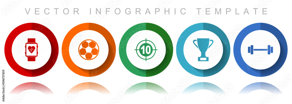 Sport vector icon collection, miscellaneous icons such as smartwatch, football, darts, cup and fitness, flat design infographic template in eps 10 Sport vector icon collection, miscellaneous icons such as smartwatch, football, darts, cup and fitness, flat design infographic template in eps 10