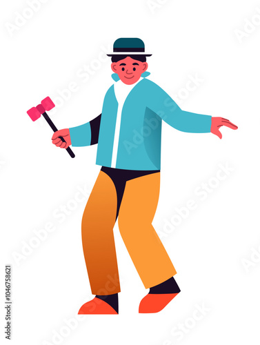 Woman Holding Mallet Dancing vector