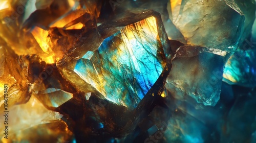 Vibrant Labrodorite Crystals with Colorful Highlights photo