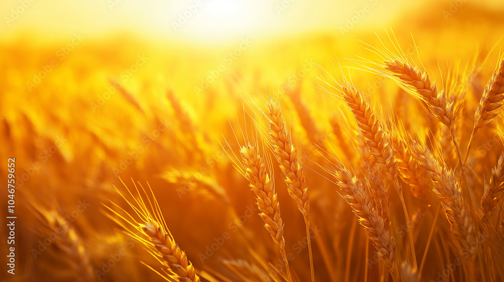 Close-up of golden wheat stalks glowing in the sunlight, capturing a warm, rural scene. Close-up of golden wheat stalks glowing in the sunlight, capturing a warm, rural scene.