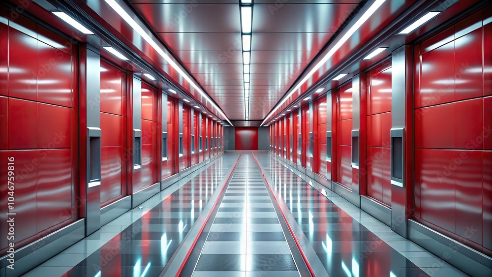 futuristic red and gray corridor with elegant wall and floor design futuristic red and gray corridor with elegant wall and floor design