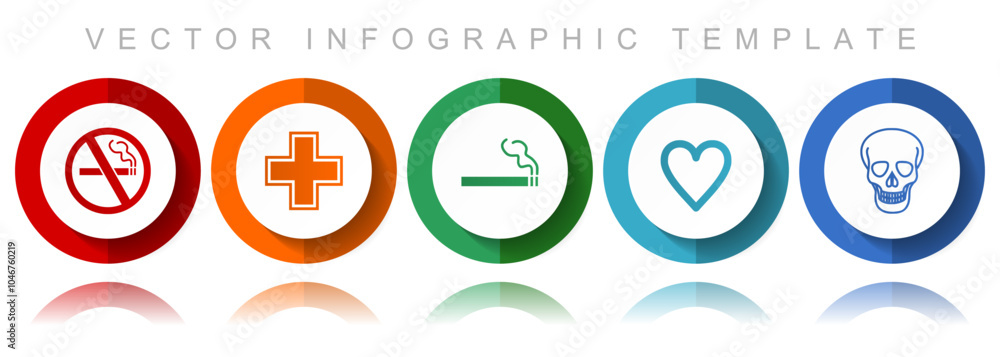 Health vector icon collection, miscellaneous icons such as no smoking, cross, cigarette, heart and skull, flat design infographic template in eps 10 Health vector icon collection, miscellaneous icons such as no smoking, cross, cigarette, heart and skull, flat design infographic template in eps 10