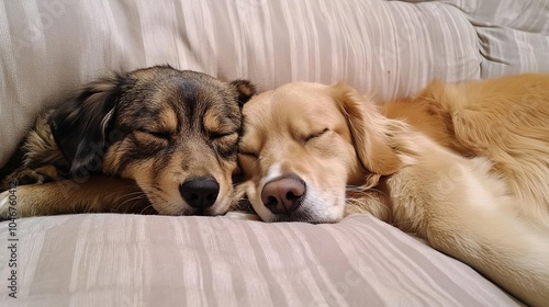 Wallpaper Mural Two dog sleeping in a living room. Relaxing time together. Lovely creatures. Torontodigital.ca