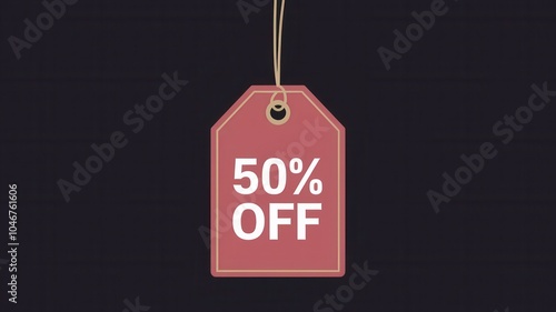 50% OFF Discount Tag Black Background - Eye-Catching Sales Promotion Graphic Marketing Campaigns Retail Events