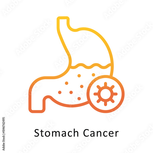 Stomach Cancer vector Outline Gradient Design icon. Cancer Symbol on White background EPS 10 File
