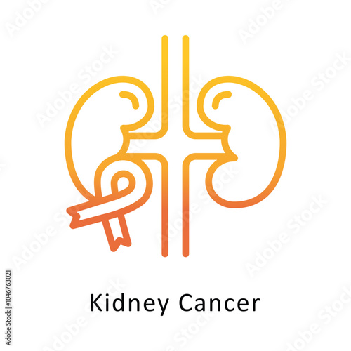 Kidney Cancer vector Outline Gradient Design icon. Cancer Symbol on White background EPS 10 File
