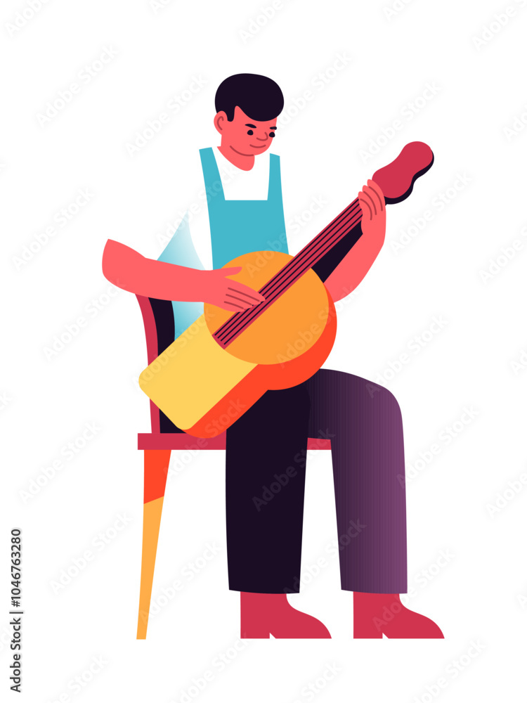 Man Playing Spanish Guitar vector Man Playing Spanish Guitar vector