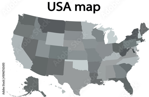 grey scale usa map vector illustration