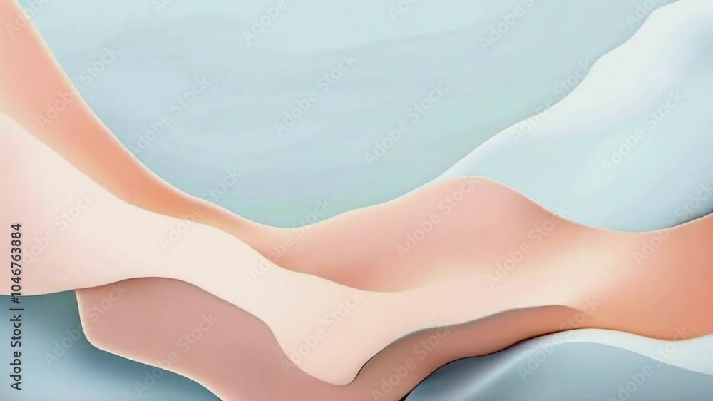 Abstract composition with soft curves in pastel colors creating a serene visual effect.
