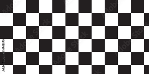 Black and white checkered pattern . Chess pattern . Black and white square background . Checkered wallpaper . Vector illustration