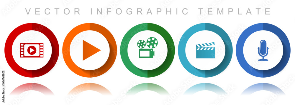 Entertainment vector icon collection, miscellaneous icons such as video, play, cinema, movie and music, flat design infographic template in eps 10 Entertainment vector icon collection, miscellaneous icons such as video, play, cinema, movie and music, flat design infographic template in eps 10