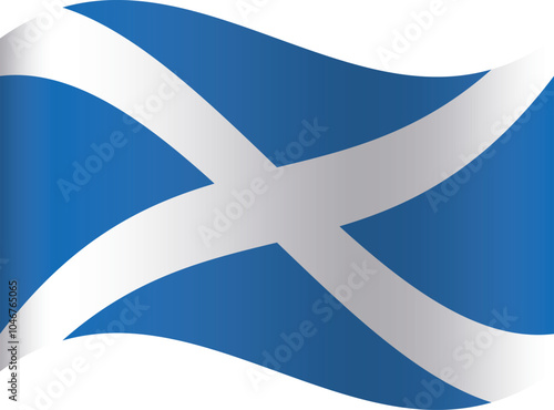 Waving shaped national flag of the European country of SCOTLAND