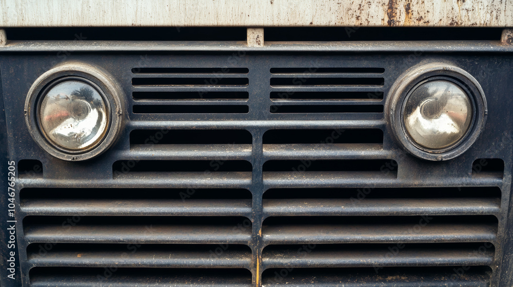Rusty Tractor Grille: A close-up of a weathered tractor grille, showcasing the rugged charm of industrial machinery. The faded paint and worn metal add a touch of vintage appeal. Rusty Tractor Grille: A close-up of a weathered tractor grille, showcasing the rugged charm of industrial machinery. The faded paint and worn metal add a touch of vintage appeal.