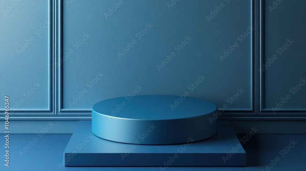 Fototapeta premium Design a podium mockup with a metallic blue finish.