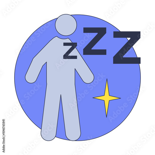 Person standing asleep with Zzz symbols, representing narcolepsy.