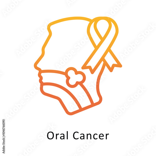 Oral Cancer vector Outline Gradient Design icon. Cancer Symbol on White background EPS 10 File