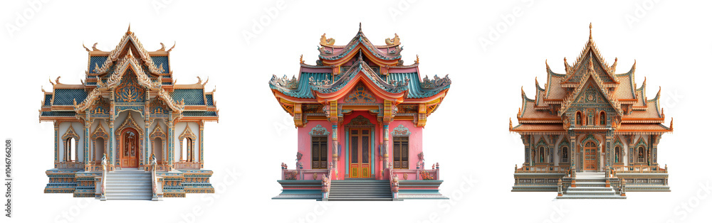Isolated Traditional Architecture on Transparent Background Isolated Traditional Architecture on Transparent Background