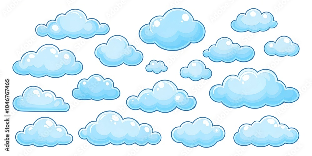 Cartoon style clouds set on white background Cartoon style clouds set on white background