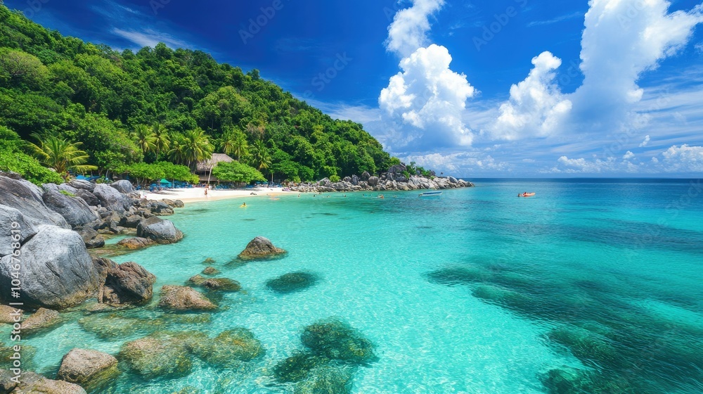Exciting ocean activities such as snorkeling or surfing, with vibrant marine life visible under crystal-clear waters, capturing the thrill of adventure. Exciting ocean activities such as snorkeling or surfing, with vibrant marine life visible under crystal-clear waters, capturing the thrill of adventure.