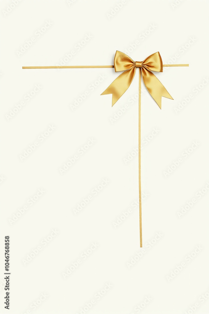 golden bows decorated thin gold ribbon isolated design pure white surface golden bows decorated thin gold ribbon isolated design pure white surface