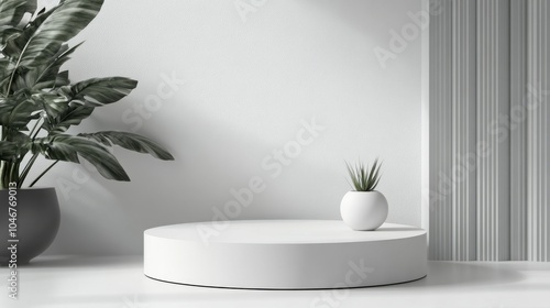 Create a podium mockup with a glossy white top.