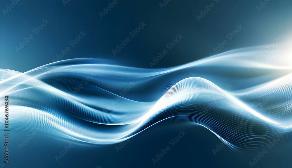 Obraz premium Wavy Blue Lines with Glowing Effect