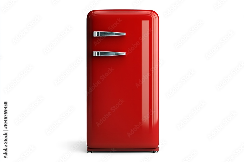 Red refrigerator isolated on a white background. A modern kitchen appliance designed to keep food cold and fresh, serving as an electric cooler for temperature-controlled storage. Red refrigerator isolated on a white background. A modern kitchen appliance designed to keep food cold and fresh, serving as an electric cooler for temperature-controlled storage.