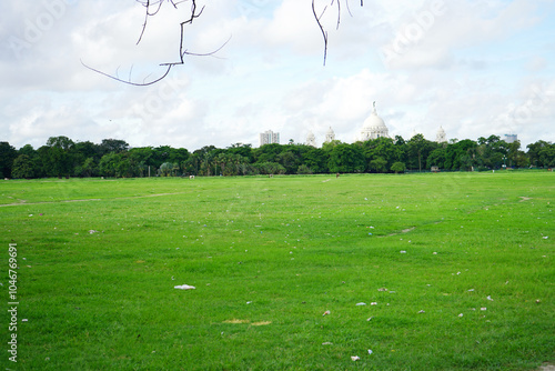 The scenic beauty of Kolkata maidan from where Victoria Memorial Hall is Visible photo