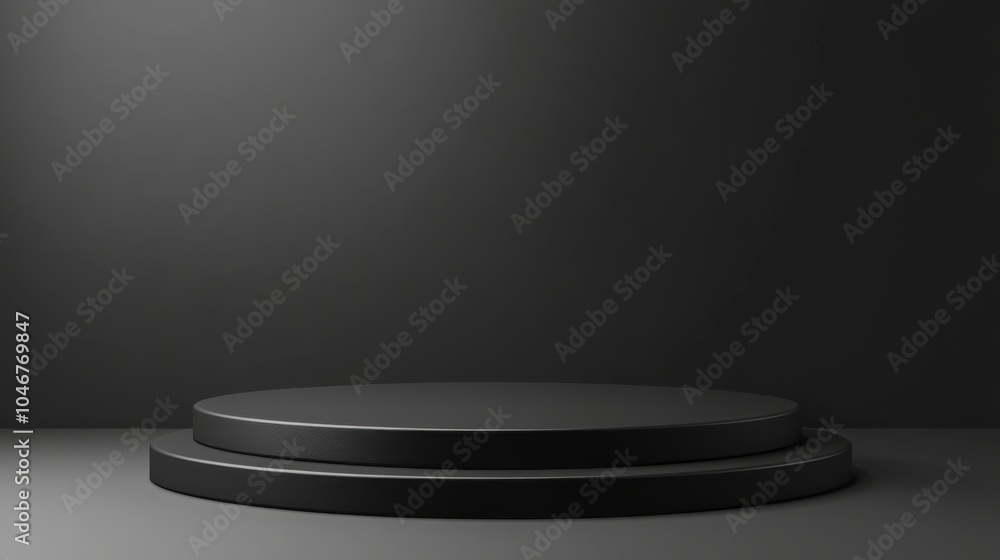 Create a podium mockup with a sleek, black finish. Create a podium mockup with a sleek, black finish.