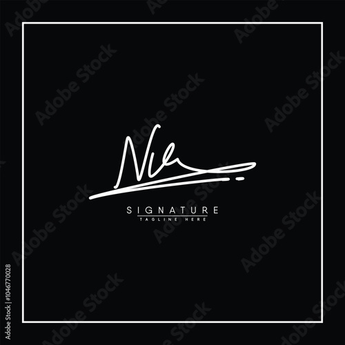 Handwritten Signature logo for Initial Letter NV - Vector Logo Template for Alphabet N and V