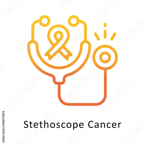 Stethoscope Cancer vector Outline Gradient Design icon. Cancer Symbol on White background EPS 10 File