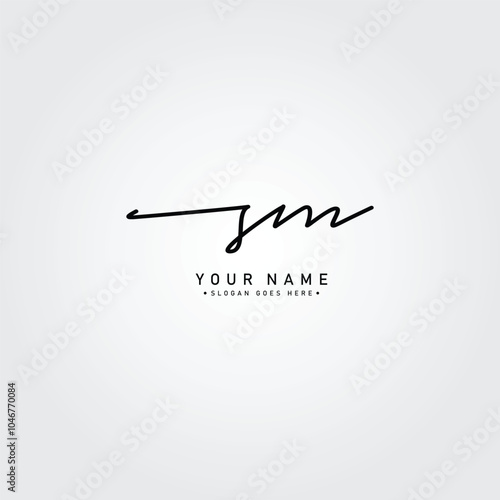 SM Signature Logo - Handwritten Vector Logo Template for SM Alphabet