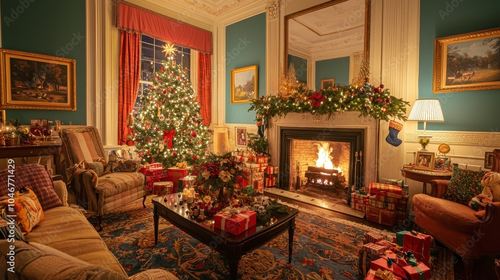 Obraz premium Cozy Christmas Living Room Decor Ideas