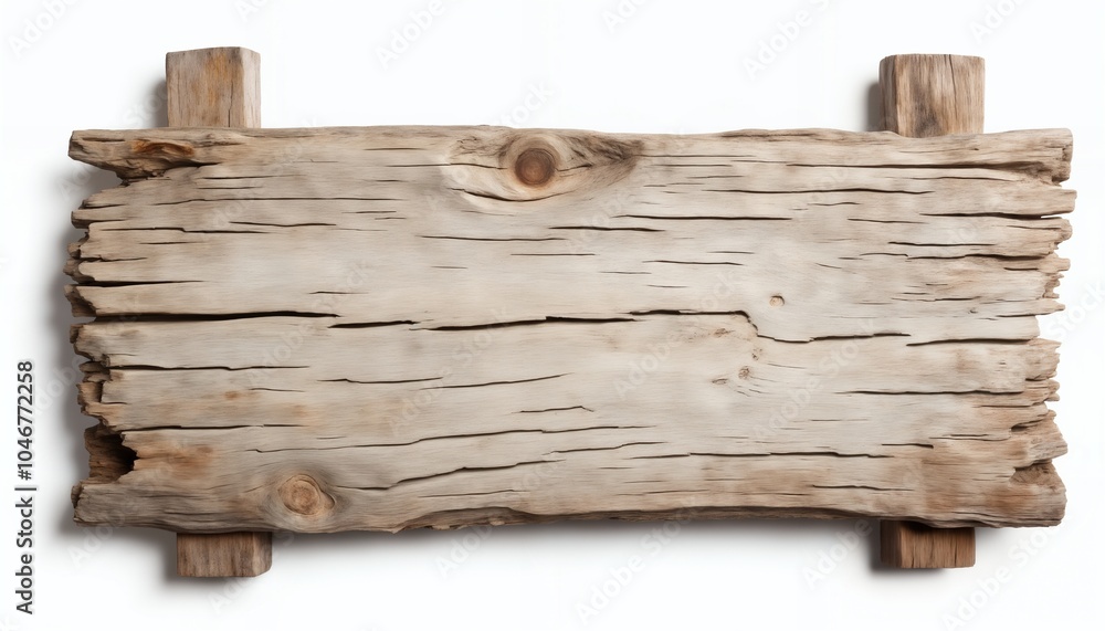 an empty wooden sign board, on a white background, old and weathered plaque an empty wooden sign board, on a white background, old and weathered plaque