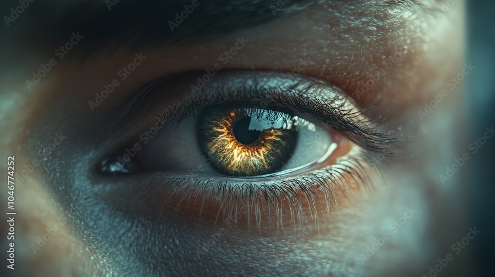 A close up of a person's eye with a bright orange hue A close up of a person's eye with a bright orange hue