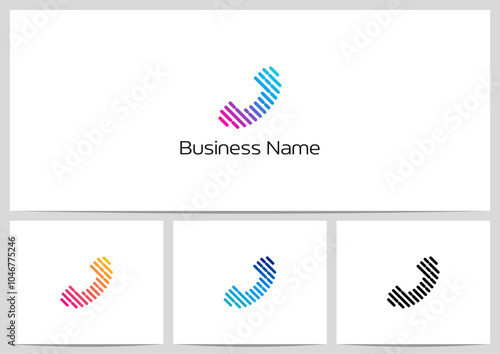 Dashed Lines Telephone Phone Logo Design