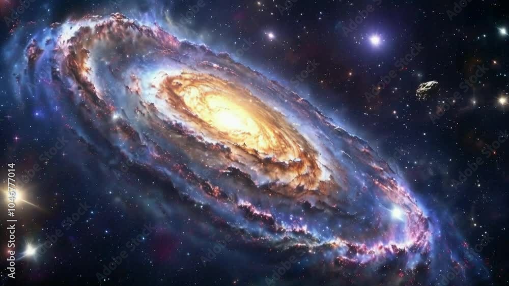 Stunning spiral galaxy with vibrant colors and cosmic elements. Stunning spiral galaxy with vibrant colors and cosmic elements.