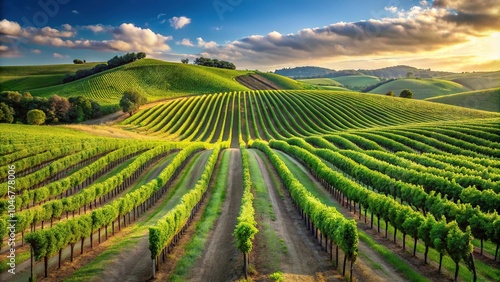 Wallpaper Mural Rolling hills with rows of grapevines stretching towards the sky, hills, farmland, landscape, rural landscape Torontodigital.ca