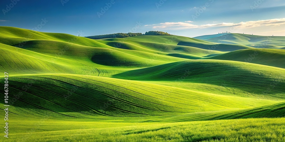 Semi abstract landscape of green rolling hill Semi abstract landscape of green rolling hill
