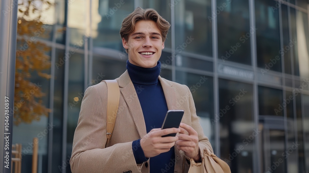 Fototapeta premium The Young Man with Phone