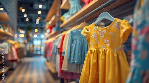 Wallpaper Mural Showcase of a clothing store children's for girls in a modern boutique in a mall, Black Friday sale: dress hanging on a mannequin hanger Torontodigital.ca