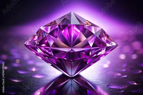 shimmering purple crystal with symmetrical facets